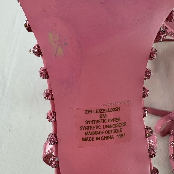 Steve Madden Zelle Square Toe Rhinestone Heels in Pink Size 9 - Picture 9 of 11